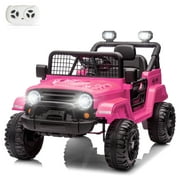 Zimtown 12V Kids Ride On Truck Car w/Parent Remote Control, LED Lights - Pink